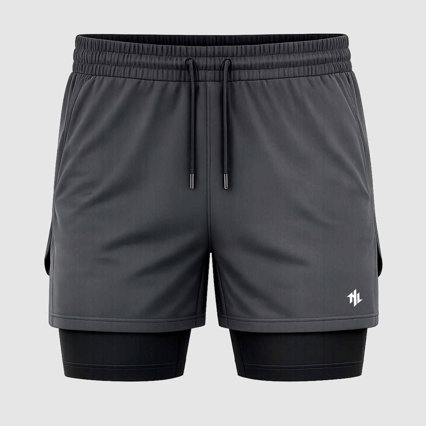 SHORT DE COMPRESSÃO ''LOGO'' CINZA